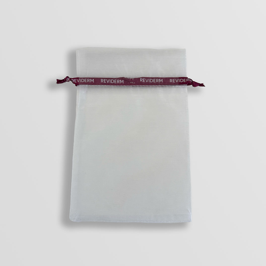 Organzabeutel weiß/berry 23x15 cm
