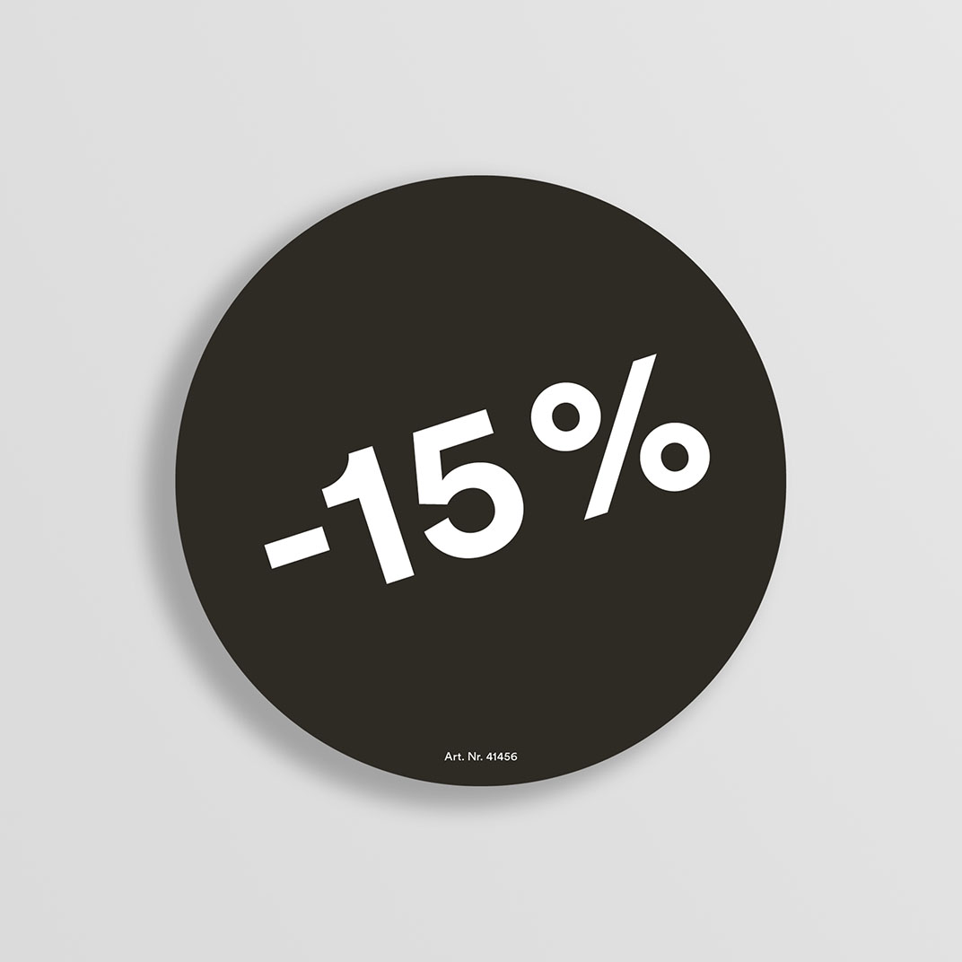 	Rabattsticker black 15% (95mm Durchmesser)