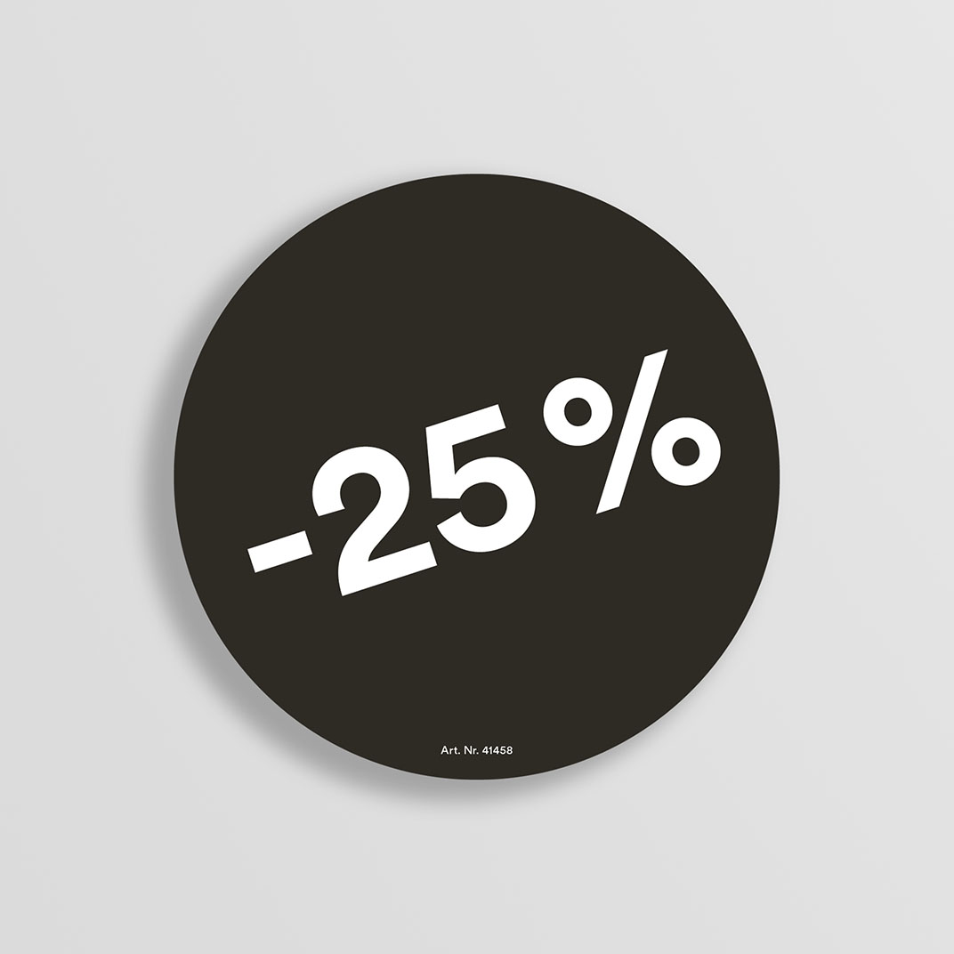 	Rabattsticker black 25% (95mm Durchmesser)
