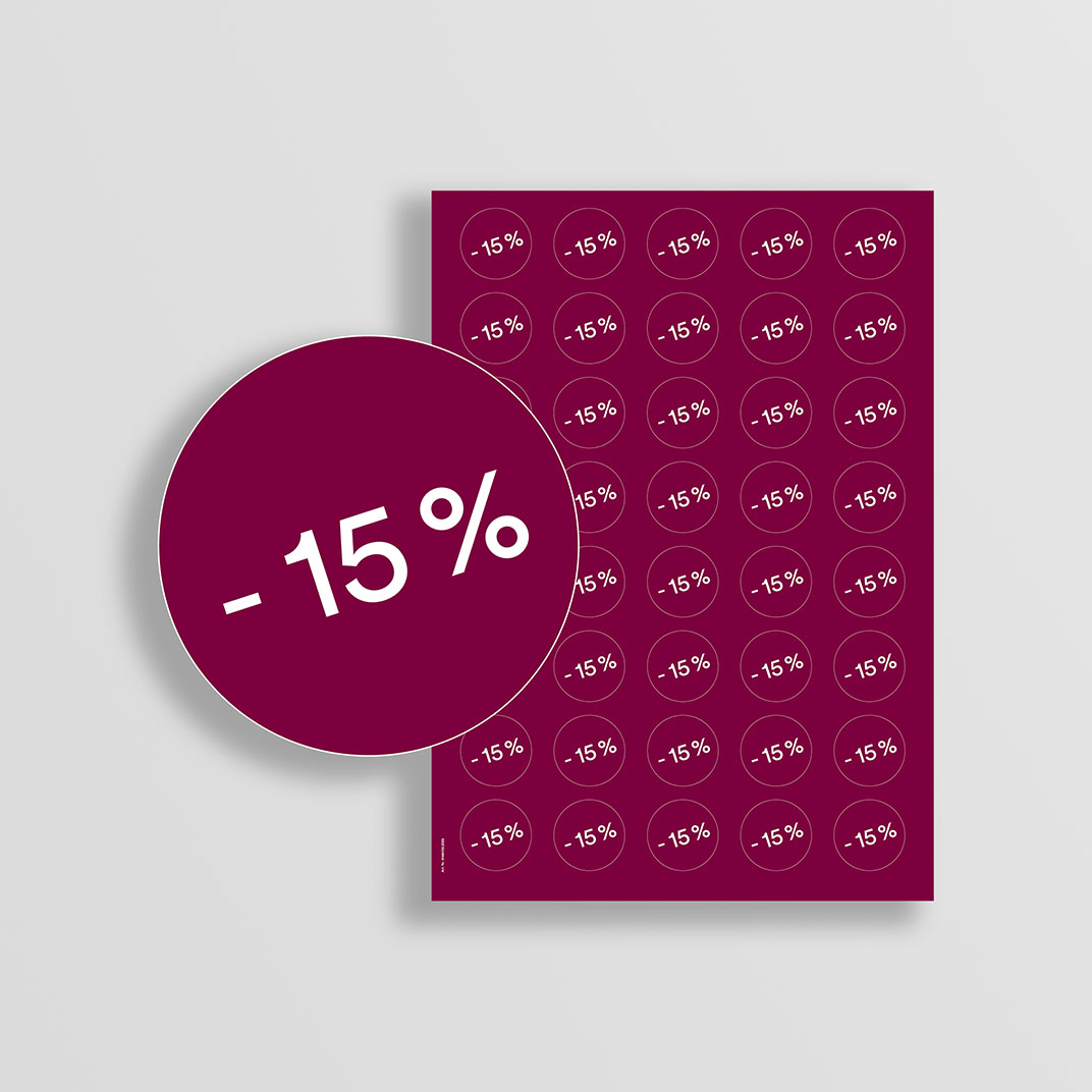 	Stickerbogen A4 berry 15% Rabatt
