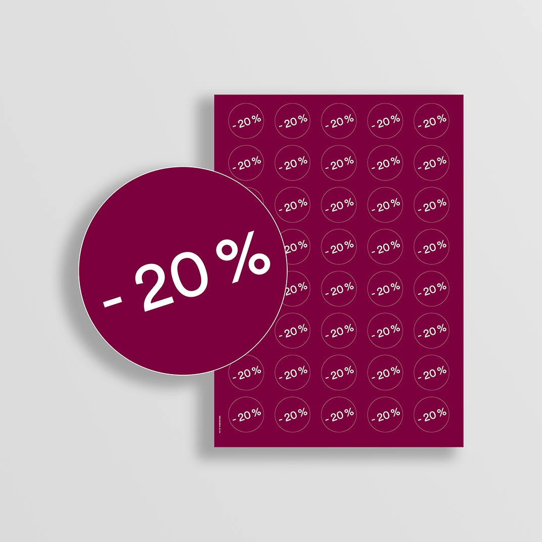 	Stickerbogen A4 berry 20% Rabatt