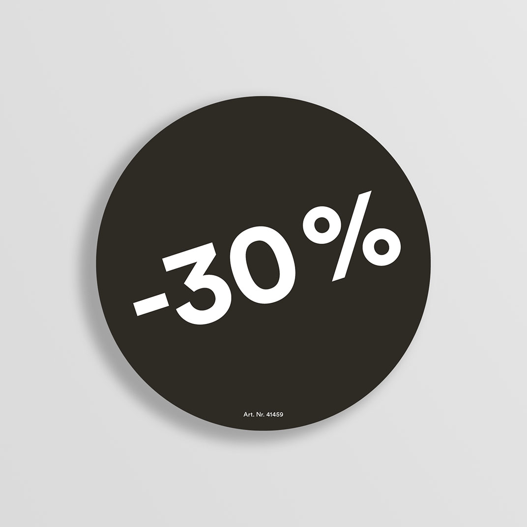 	Rabattsticker black 30% (95mm Durchmesser)